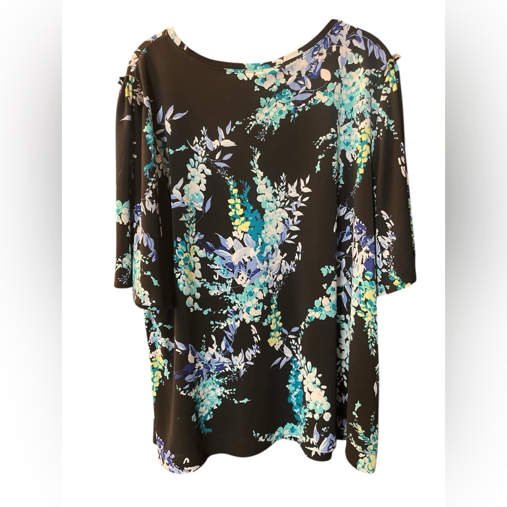 Worthington Black Boxy Short Sleeve Blouse - Picture 2 of 3